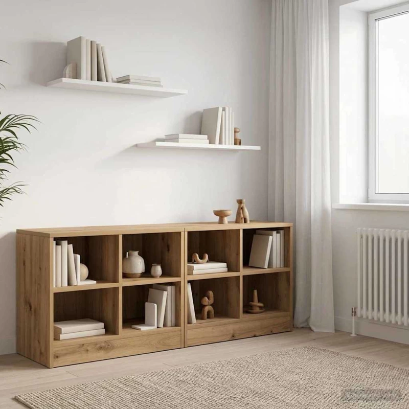 vidaXL Ντουλάπι κρεβατιού με ράφι 2 pcs Artisan Δρυς 66 x 33 x 48 εκ.