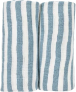 Meyco Σετ 100% Βαμβακερές Μουσελίνες 120x120cm (2 τμχ.) - Fat Stripe Jeans Blue