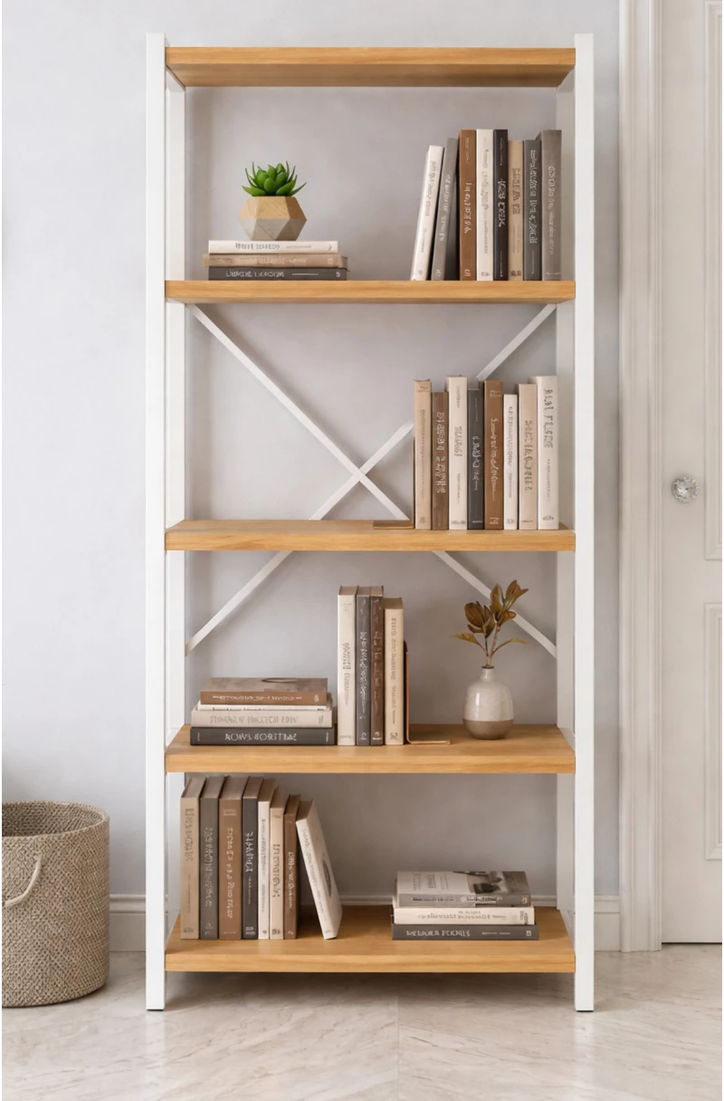 Stewehome Βιβλιοθήκη με 5 ράφια από μέταλλο 52x25x150 cm
