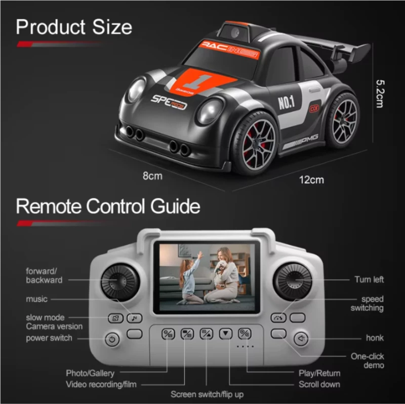 Mini RC Drift Racing Car FPV WiFi με Κάμερα, Κάρτα Μνήμης και Τηλεχειριστήριο Λευκό