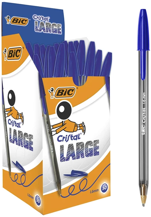 BIC στυλό διαρκείας Cristal Lagre με μύτη 1.6mm  μπλε  50τμχ