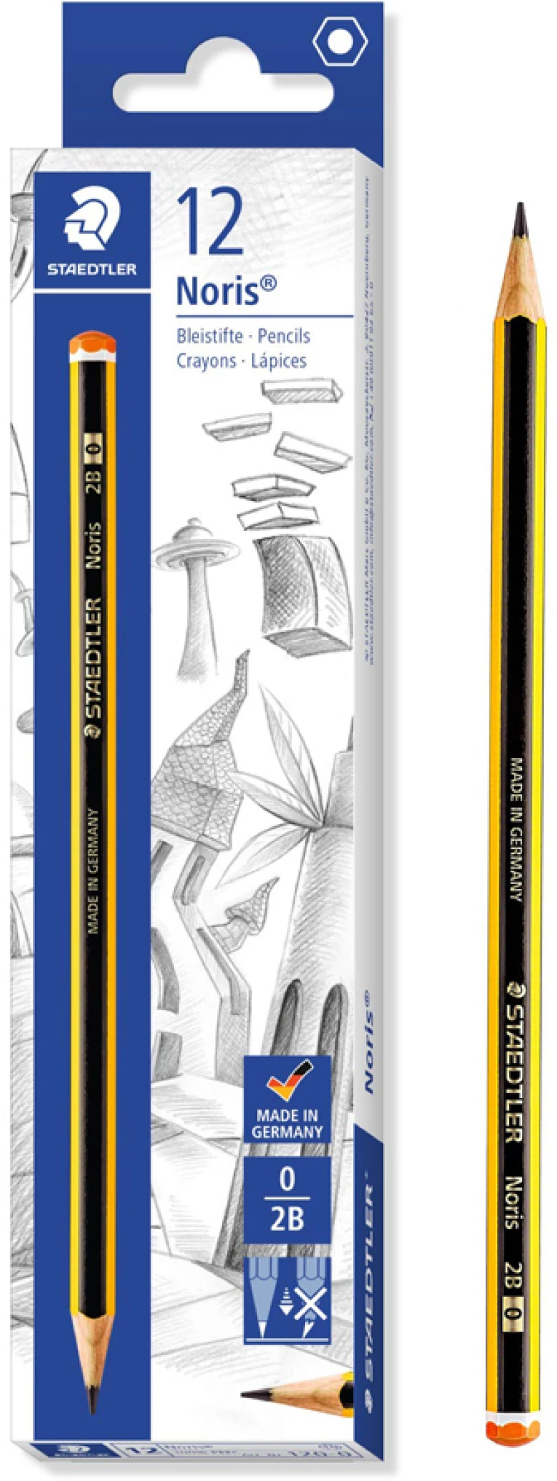 STAEDTLER ξύλινο μολύβι Noris 120-0  εξάγωνο  2B0  12τμχ