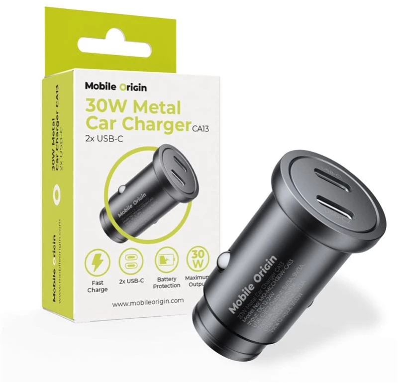 Mobile Origin Metal Car Charger 30W CA13 - 2x USB-C (MO-MCCH30W-CA13)