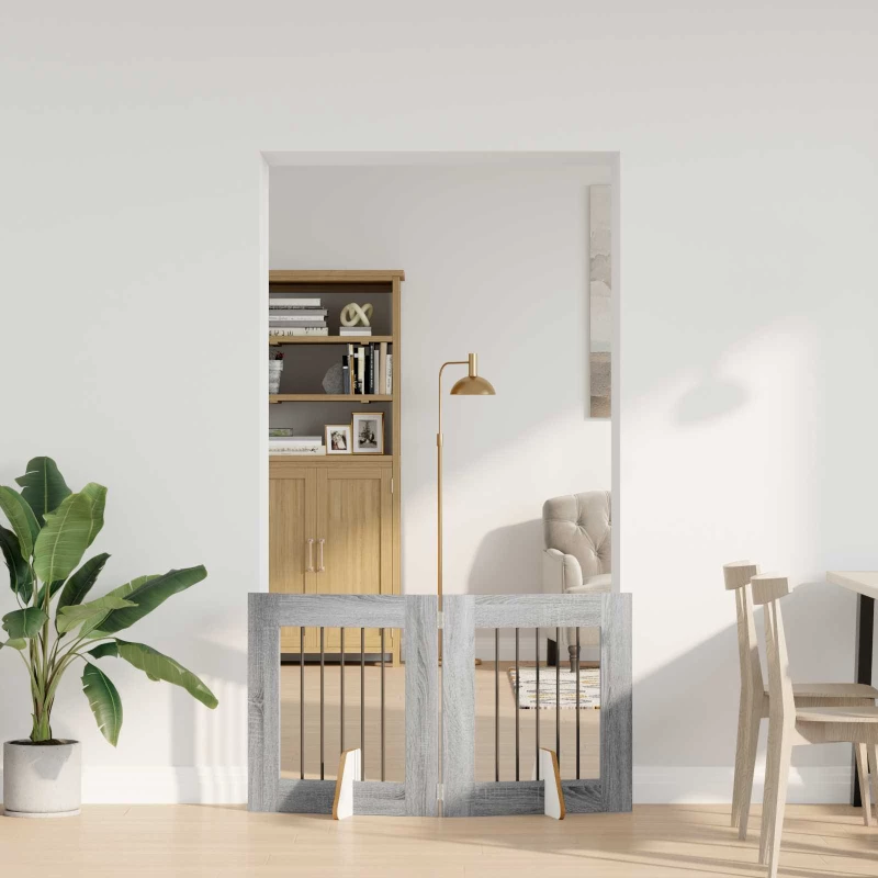 Πύλη Σκύλου με Στηρίγματα 2 pcs Γκρι Sonoma 60 x 60 cm |892148