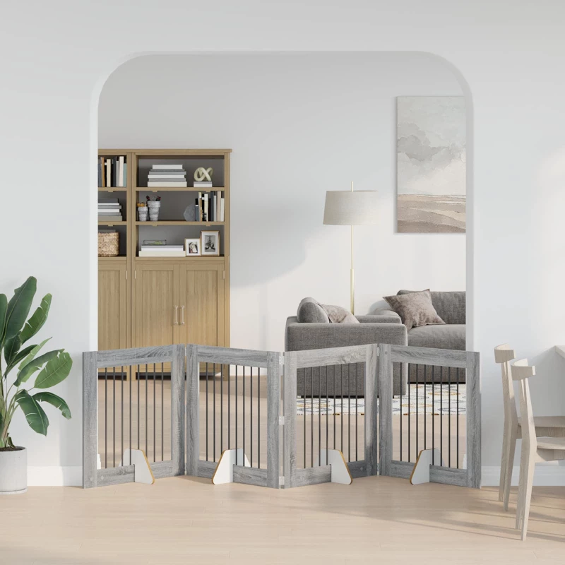Πύλη Σκύλου με Στηρίγματα 4 pcs Γκρι Sonoma 80 x 80 cm |892082