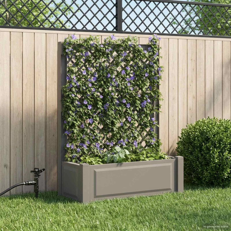Μεγάλη Γλάστρα με Στήριγμα Γκρι 99,5 x 43 x 133,5 εκ PP |42041723