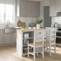 Καρότσι Κουζίνας 2 pcs Λευκό και Κερί Μελιού 112 x 70 x 91,5 εκ |3425387