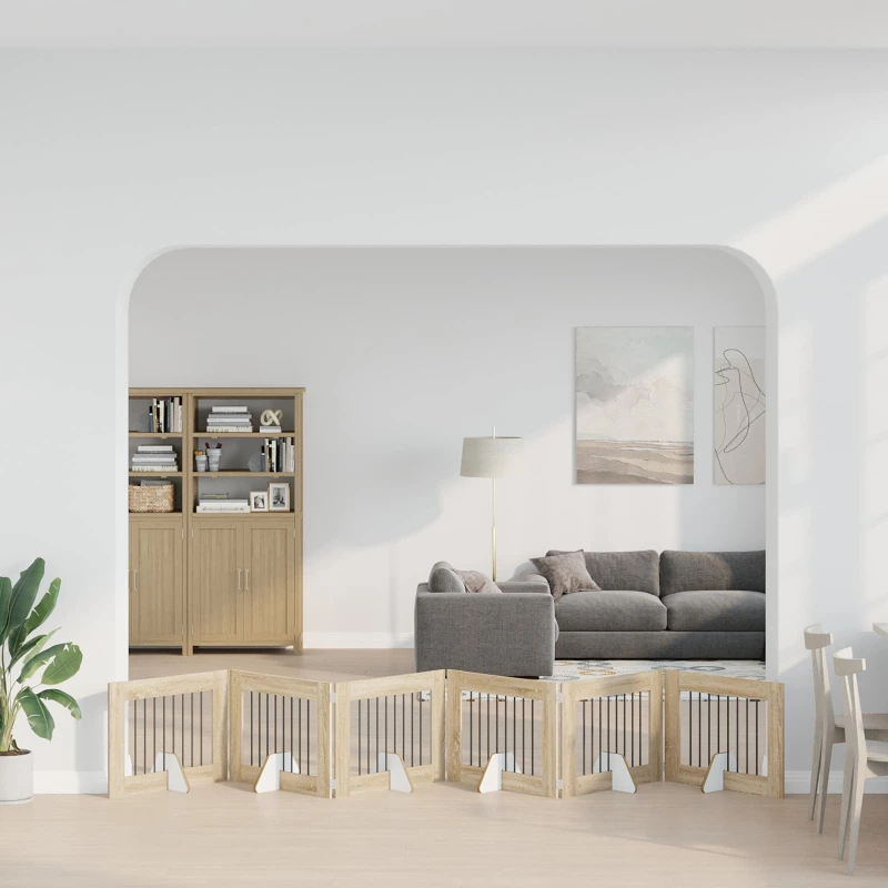 Πύλη Σκύλου με Στηρίγματα 6 pcs Sonoma Δρυς 80 x 60 cm |892140