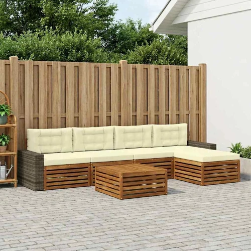 Σειρά Καναπέ Εξωτερικού 6 pcs Φυσικό και Κρέμα 79 x 79 x 37 εκ |3383278