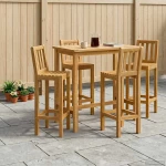 Σετ Μπαρ Εξωτερικού Χώρου 5 pcs Ανέπεξεργαστο Στερεό Ξύλο Τίκ |3422499