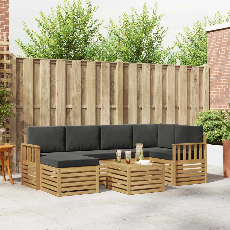 Σειρά Καναπέ Εξωτερικού 7 pcs Άσπρο και Ανθρακί Πολυεστέρας |3392147