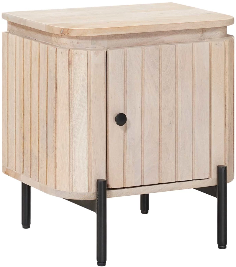 Χειροποίητο Κομοδίνο Λευκό 40 x 30 x 45 cm Στερεό ξύλο μάνγκο |42020107