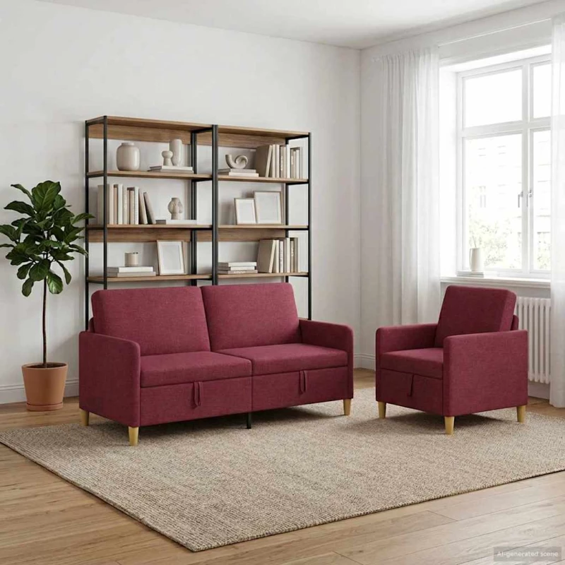 Σαλονάκι Σετ Με Αποθηκευτικό Χώρο 2 pcs Κόκκινο Πολυεστέρας |3429207
