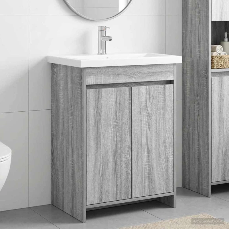 Σετ Επίπλων Μπάνιου Γκρι Sonoma 61 x 40 x 84,5 εκ |3404279