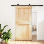 Συρόμενη Πόρτα Φυσικό και Μαύρο 100 x 210 cm |3444997