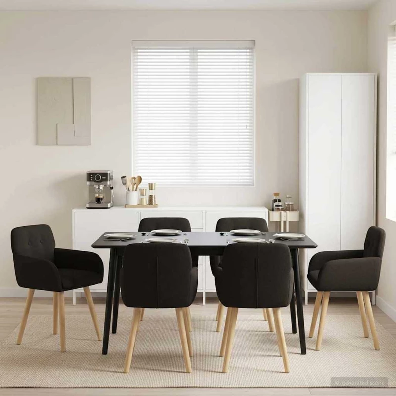 Καρέκλες φαγητού 6 pcs Μπουκλέ Μαύρο 59 x 57 x 85 εκ. |3428281