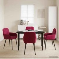 Καρέκλες φαγητού 4 pcs Βελούδο Κόκκινο 57 x 50 x 85 εκ. |3428169