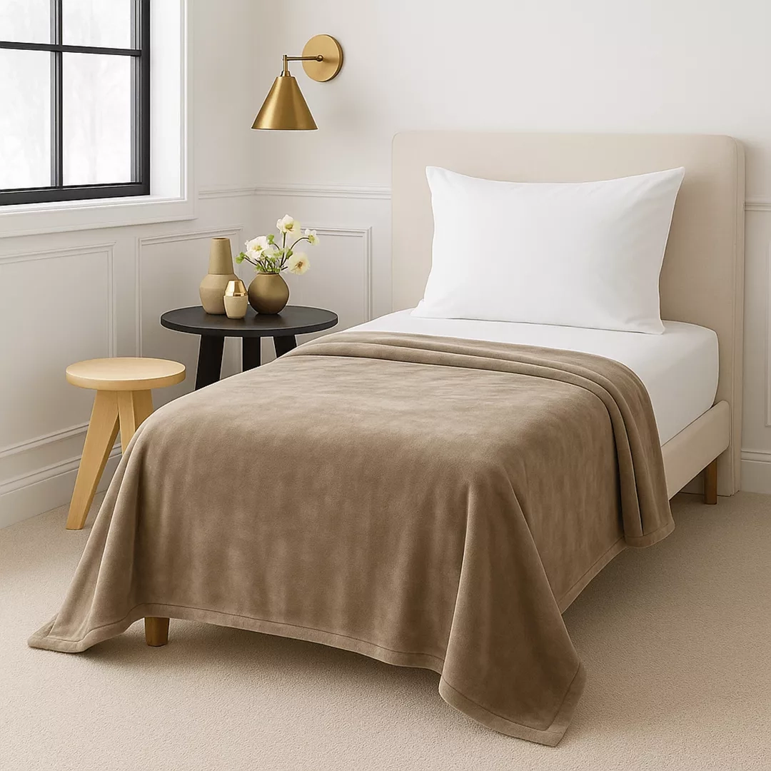 Κουβέρτα βελουτέ Μονή Beige - 150Χ220