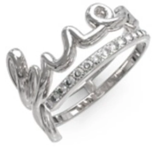 GUESS STEEL SAY MY NAME JUBR03315JWRH-No.54 Ασημένιο Δαχτυλίδι Με Λογότυπο Και Πέτρες