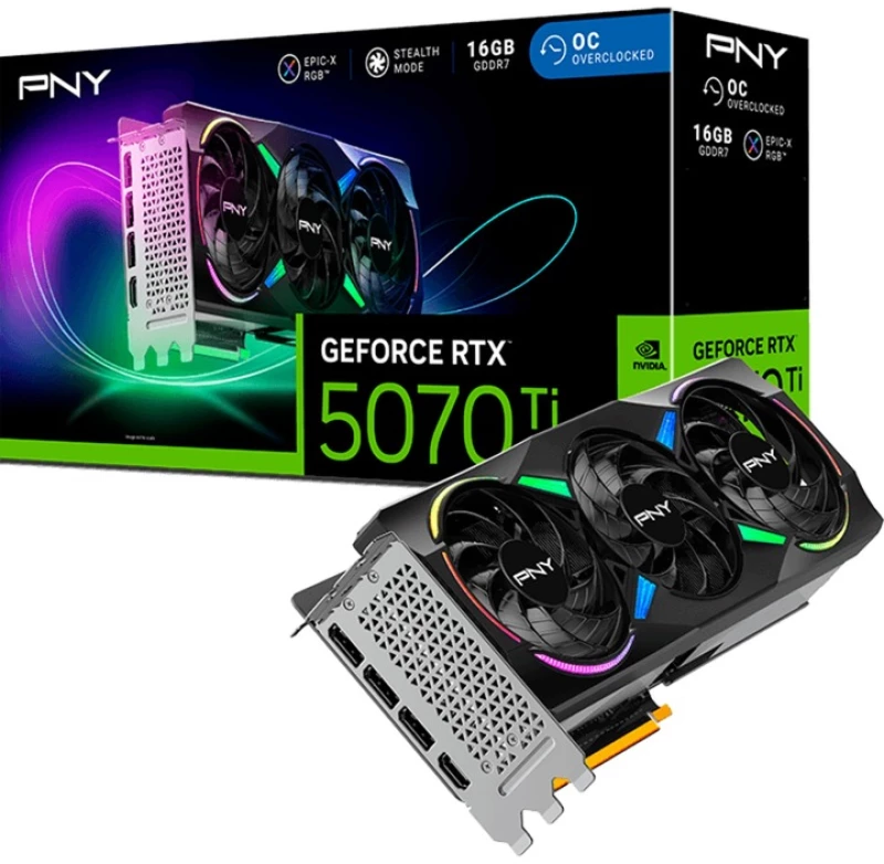 PNY GeForce RTX 5070 Ti ARGB OC (DLSS 4, 3x DisplayPort, 1x HDMI 2.1)
