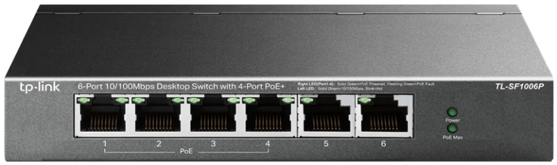 TP-LINK desktop switch TL-SF1006P  6-Port 10/100Mbps  4x PoE+  Ver. 1.0
