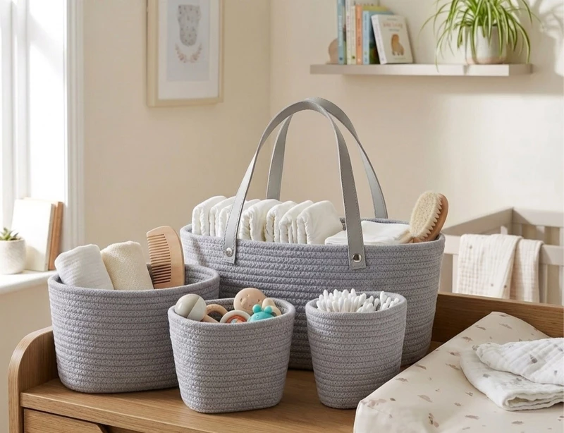 ΨΆΘΙΝΑ & ΥΦΑΣΜΆΤΙΝΑ ΚΑΛΆΘΙΑ BASKET COTTON SET 4PCS GREY MA4000060