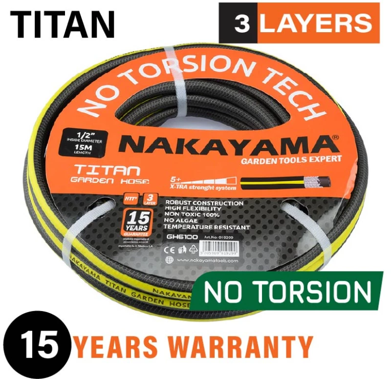 NAKAYAMA GH6610 Λάστιχο Τitan, 3 επιστρώσεις,50m, 3/4"