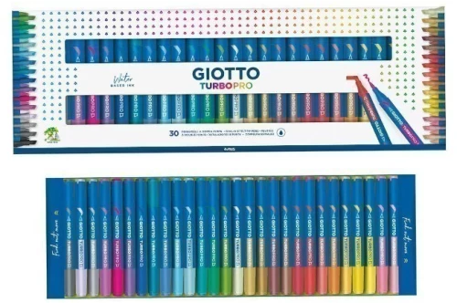 Μαρκαδόροι με διπλή μύτη Giotto Turbo Pro σετ 30τμχ