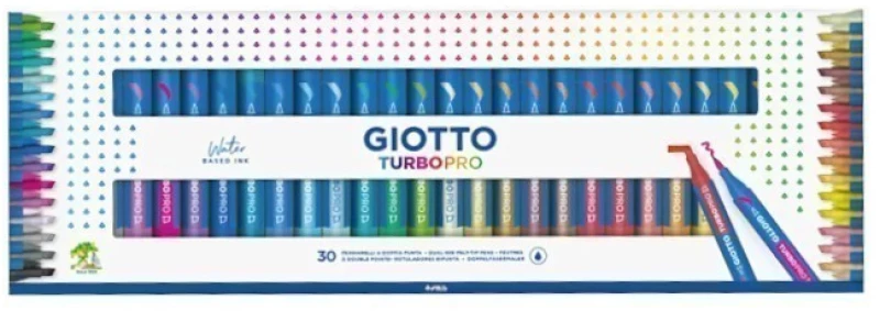 Μαρκαδόροι με διπλή μύτη Giotto Turbo Pro σετ 30τμχ