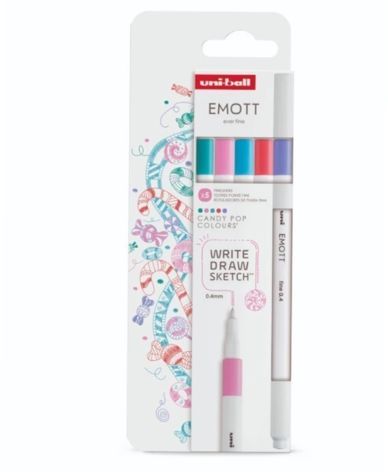 Σετ στυλό Uni Emott 5τμχ 0.4mm candy pop colours