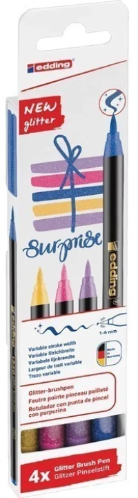 Μαρκαδόροι Brushpen Edding 1340 Glitter 1-6mm 4τμχ
