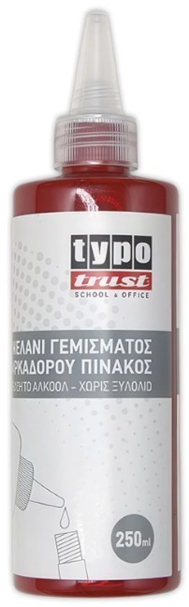 Μελάνι επαναγεμιζόμενου μαρκαδόρου πίνακα Typotrust 250ml κόκκινο