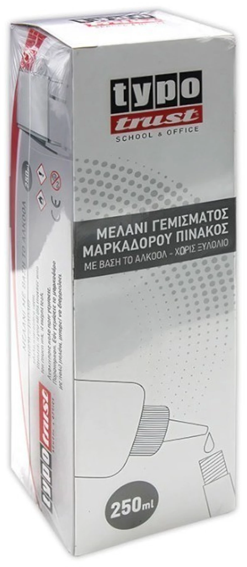 Μελάνι επαναγεμιζόμενου μαρκαδόρου πίνακα Typotrust 250ml κόκκινο