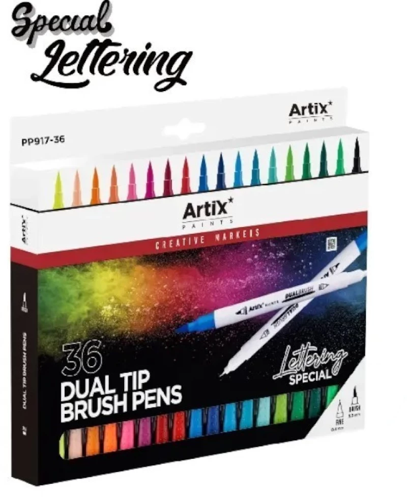 Μαρκαδόροι με διπλή μύτη ArtiX Paints Dual Tip Brush Pens 36τμχ
