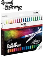 Μαρκαδόροι με διπλή μύτη ArtiX Paints Dual Tip Brush Pens 36τμχ