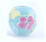 Χάντρα Efco Γυάλινη 10x15mm οβάλ Flowers γαλάζιο 3τμχ