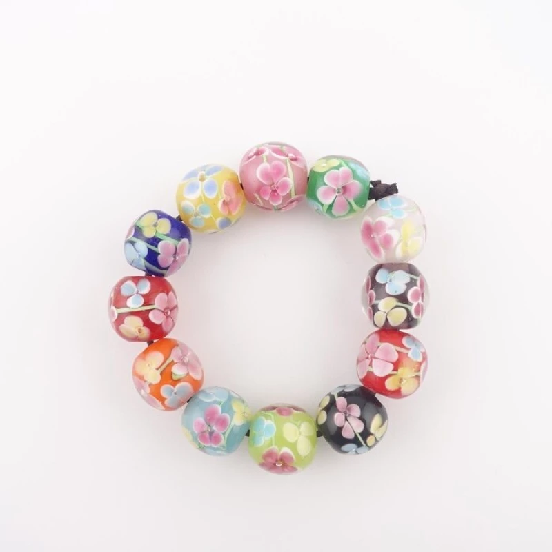 Χάντρα Efco Γυάλινη 10x15mm οβάλ Flowers γαλάζιο 3τμχ