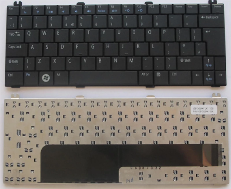 Πληκτρολόγιο Dell Inspiron Mini 1210 (Mini 12 Series), Μαύρο, US/UK ( +BG Print)