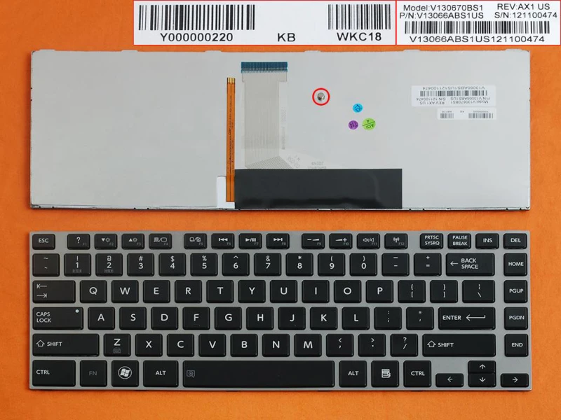 Πληκτρολόγιο Toshiba L830 L840, Μαύρο Ασήμι με Backlit, US/UK
