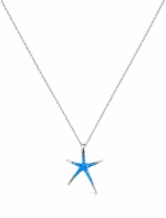 Γυναικείο Κολιέ Αστερίας σε Στυλ Blue Opal σε Ασημί Χρώμα