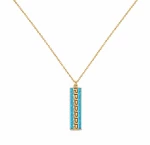 Γυναικείο Κολιέ Μαίανδρος Blue Opal σε Χρυσό Χρώμα