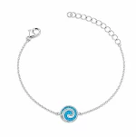 Γυναικείο Βραχιόλι Στρογγυλή Σπείρα Blue Opal σε Ασημί Χρώμα