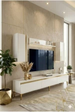 Stewehome Σετ μοντέρνας τηλεοπτικής μονάδας με ράφια από Συνθετικό ξύλο 180x30x41 cm