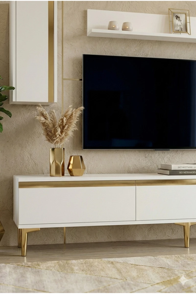 Stewehome Σετ μοντέρνας τηλεοπτικής μονάδας με ράφια από Συνθετικό ξύλο 180x30x41 cm