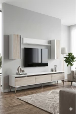 Stewehome Σετ μοντέρνας σύνθεσης τηλεόρασης με ράφι από σανίδα μελαμίνης 180x30x41 cm
