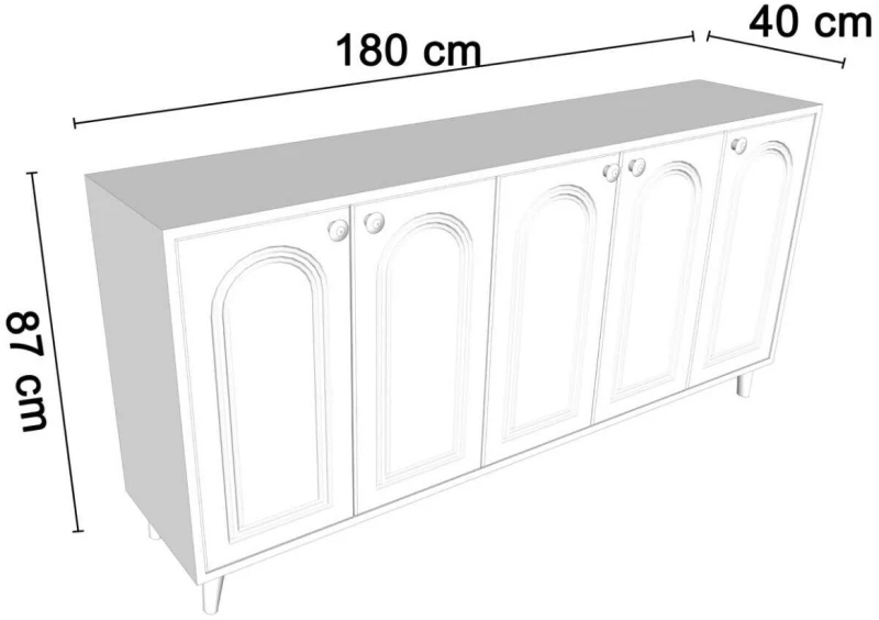 Stewehome μποέμ κονσόλα με mdf πόρτα 180x40x87 cm