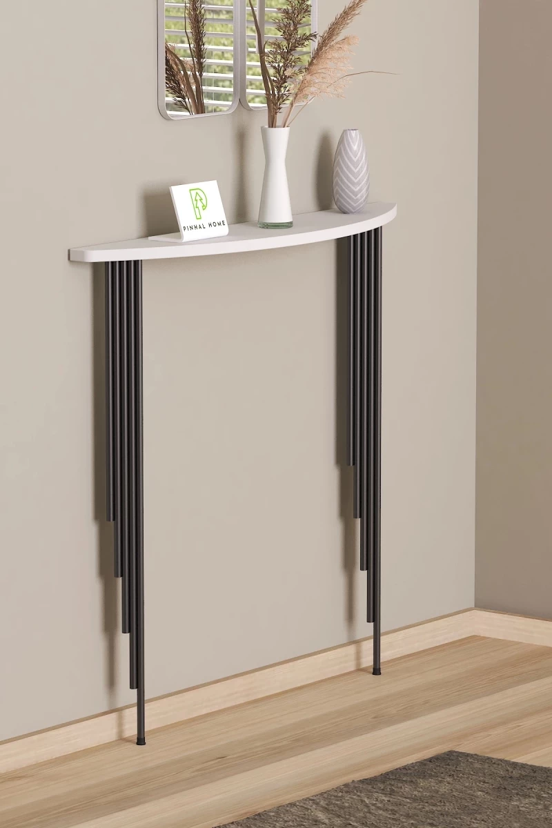 Stewehome Ημικυκλική οβάλ κονσόλα με πόδια 18x86x86 cm