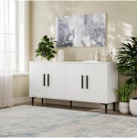 Stewehome Μοντέρνα κονσόλα 150 cm με ντουλάπι και ράφια από συνθετικό ξύλο 150x36x75 cm