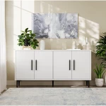Stewehome Μοντέρνα κονσόλα 150 cm με ντουλάπι και ράφια από συνθετικό ξύλο 150x36x75 cm