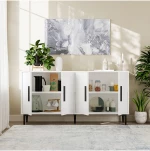 Stewehome Μοντέρνα κονσόλα 150 cm με ντουλάπι και ράφια από συνθετικό ξύλο 150x36x75 cm